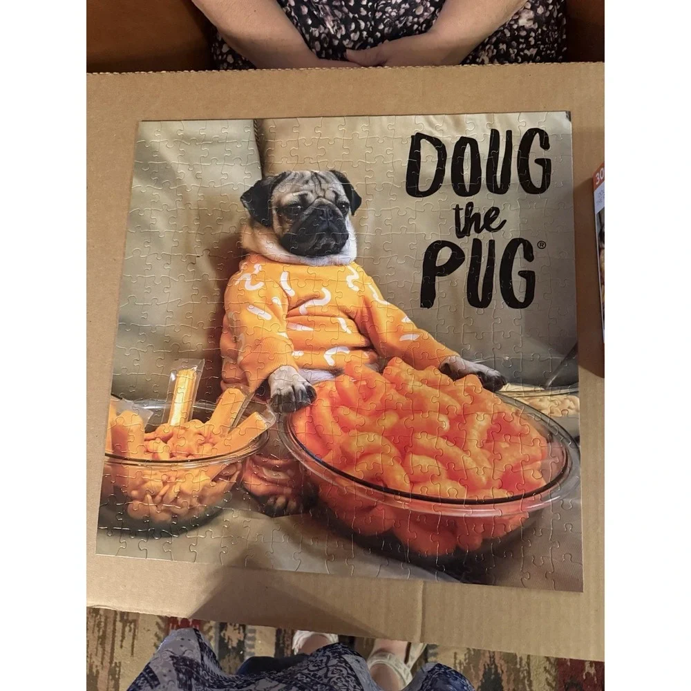 Buffalo Games Puzzle Doug The‎ Pug as Cheesy Doug 300 Large Piece Jigsaw Puzzle